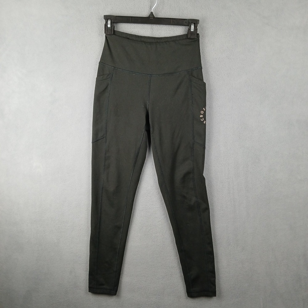 BCBGeneration Leggings Womens Small Black Stretch Logo Skinny Leg Workout Yoga